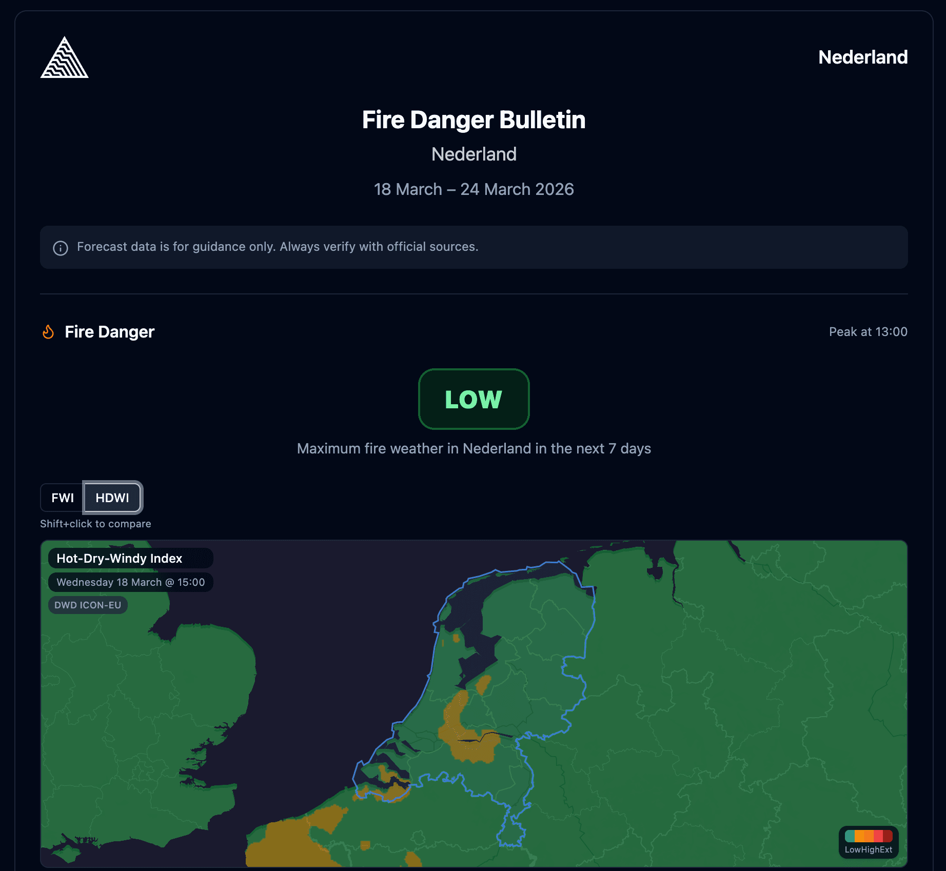 Creating a fire weather bulletin in Wildflyer